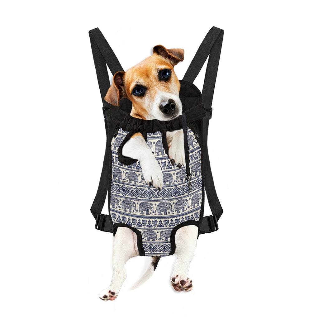African Tribal Elephant Pattern Print Pet Carrier Backpack