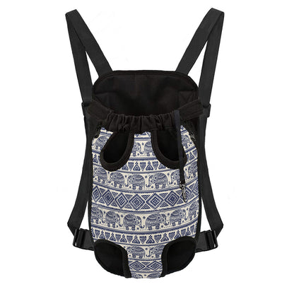 African Tribal Elephant Pattern Print Pet Carrier Backpack