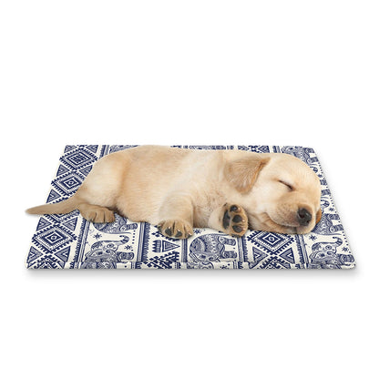 African Tribal Elephant Pattern Print Pet Cooling Mat Cover