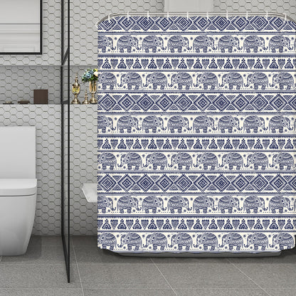 African Tribal Elephant Pattern Print Polyester Shower Curtain