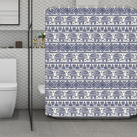 African Tribal Elephant Pattern Print Polyester Shower Curtain