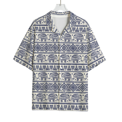 African Tribal Elephant Pattern Print Rayon Hawaiian Shirt