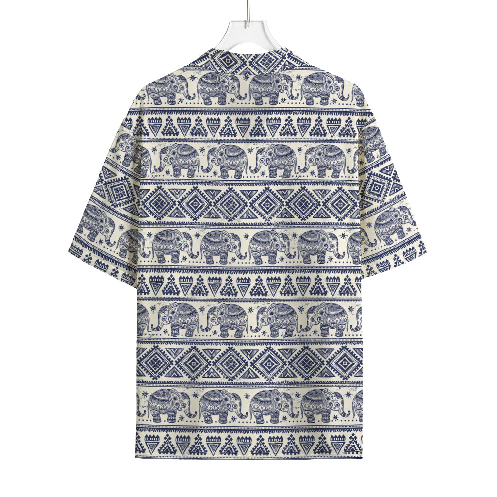 African Tribal Elephant Pattern Print Rayon Hawaiian Shirt
