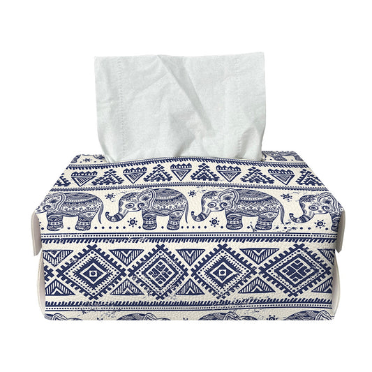 African Tribal Elephant Pattern Print Rectangle Tissue Box Cover