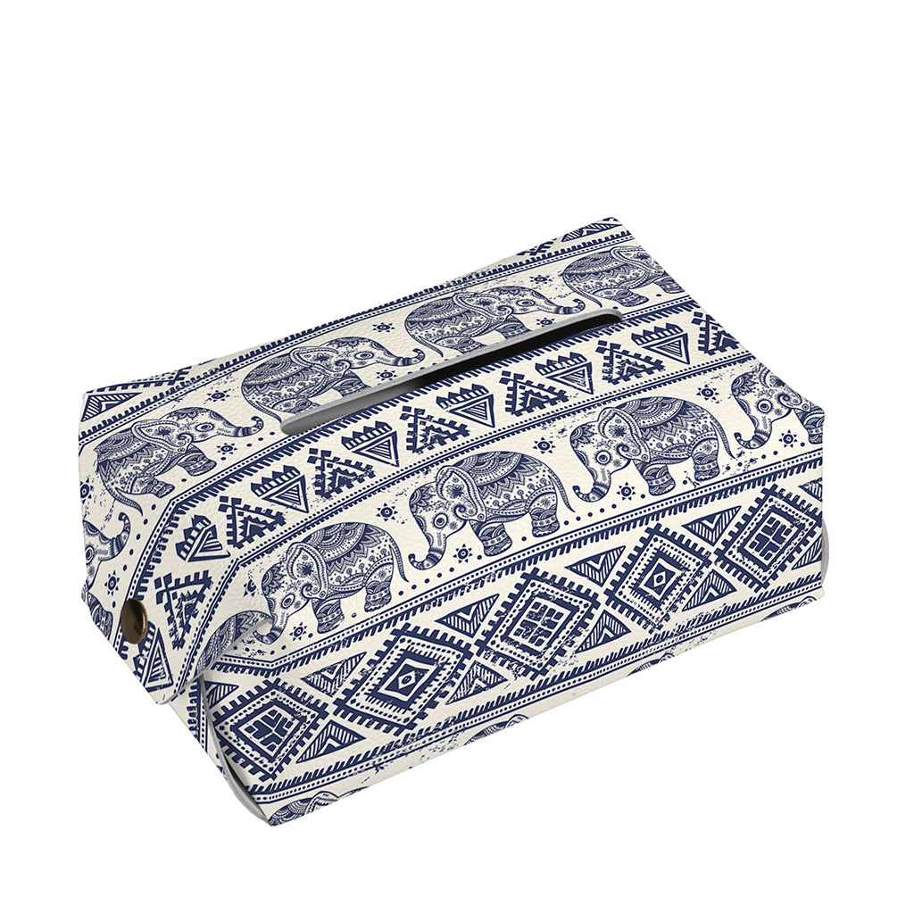 African Tribal Elephant Pattern Print Rectangle Tissue Box Cover