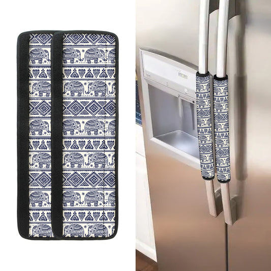 African Tribal Elephant Pattern Print Refrigerator Handle Covers