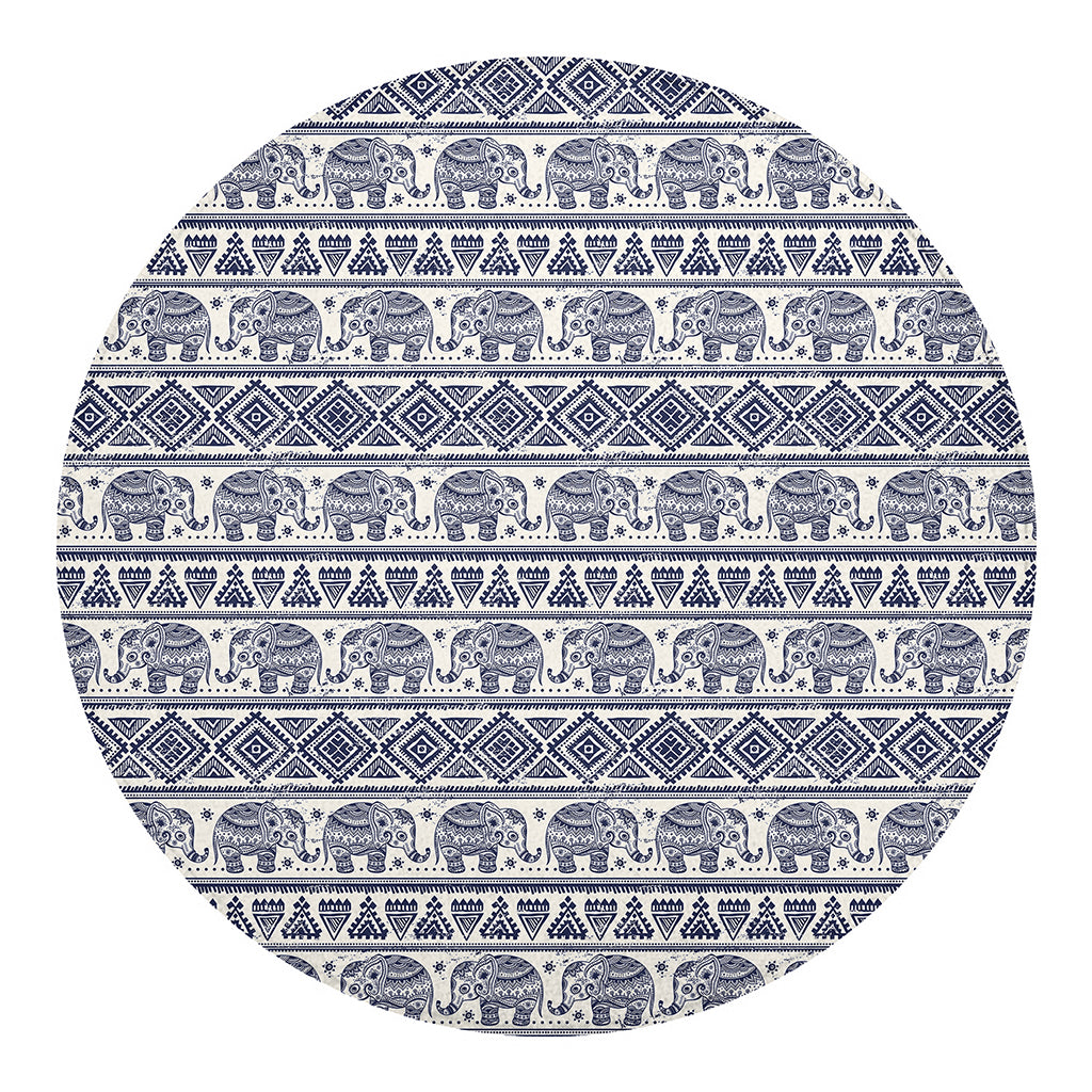 African Tribal Elephant Pattern Print Round Blanket