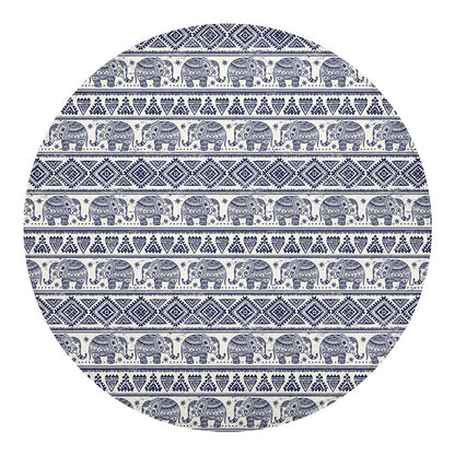 African Tribal Elephant Pattern Print Round Blanket