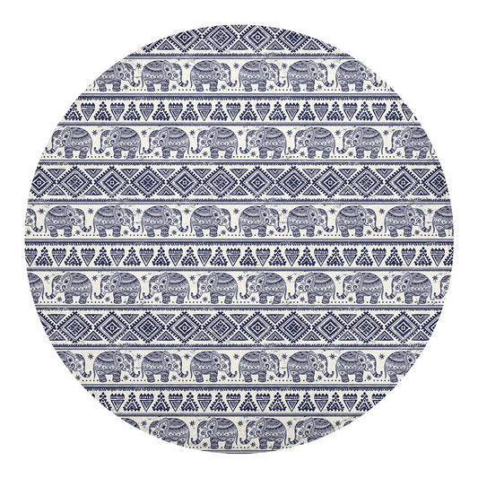 African Tribal Elephant Pattern Print Round Blanket