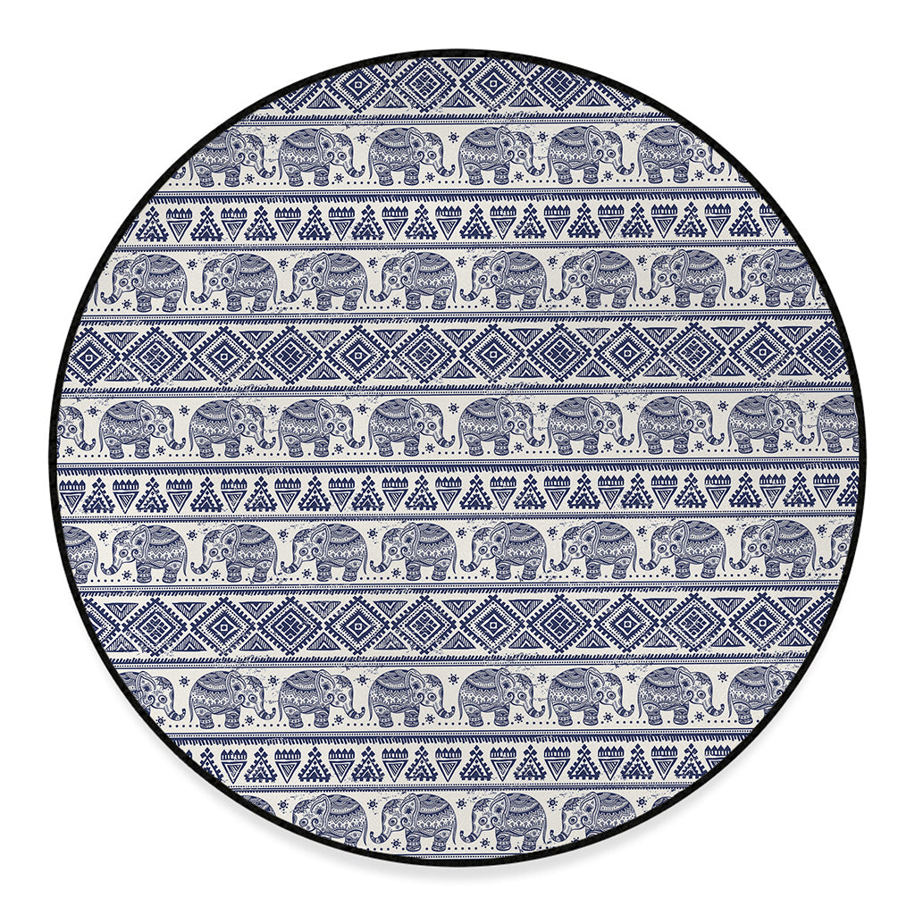 African Tribal Elephant Pattern Print Round Floor Mat