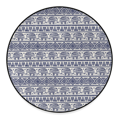 African Tribal Elephant Pattern Print Round Floor Mat