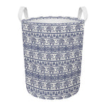 African Tribal Elephant Pattern Print Round Laundry Basket