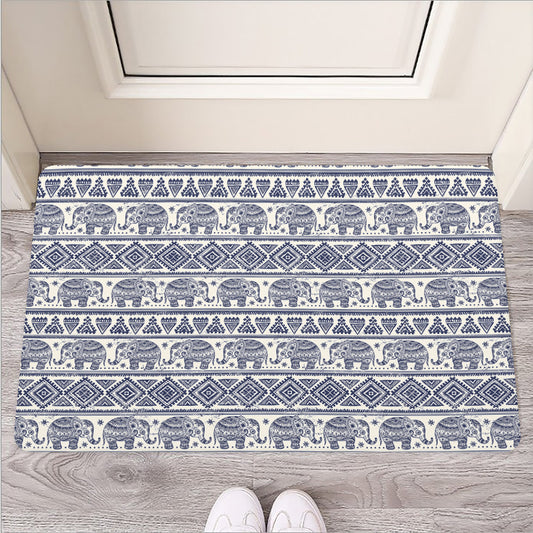 African Tribal Elephant Pattern Print Rubber Doormat