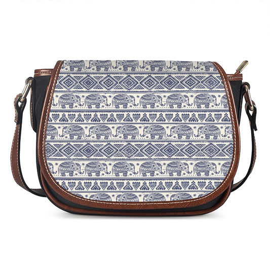 African Tribal Elephant Pattern Print Saddle Bag
