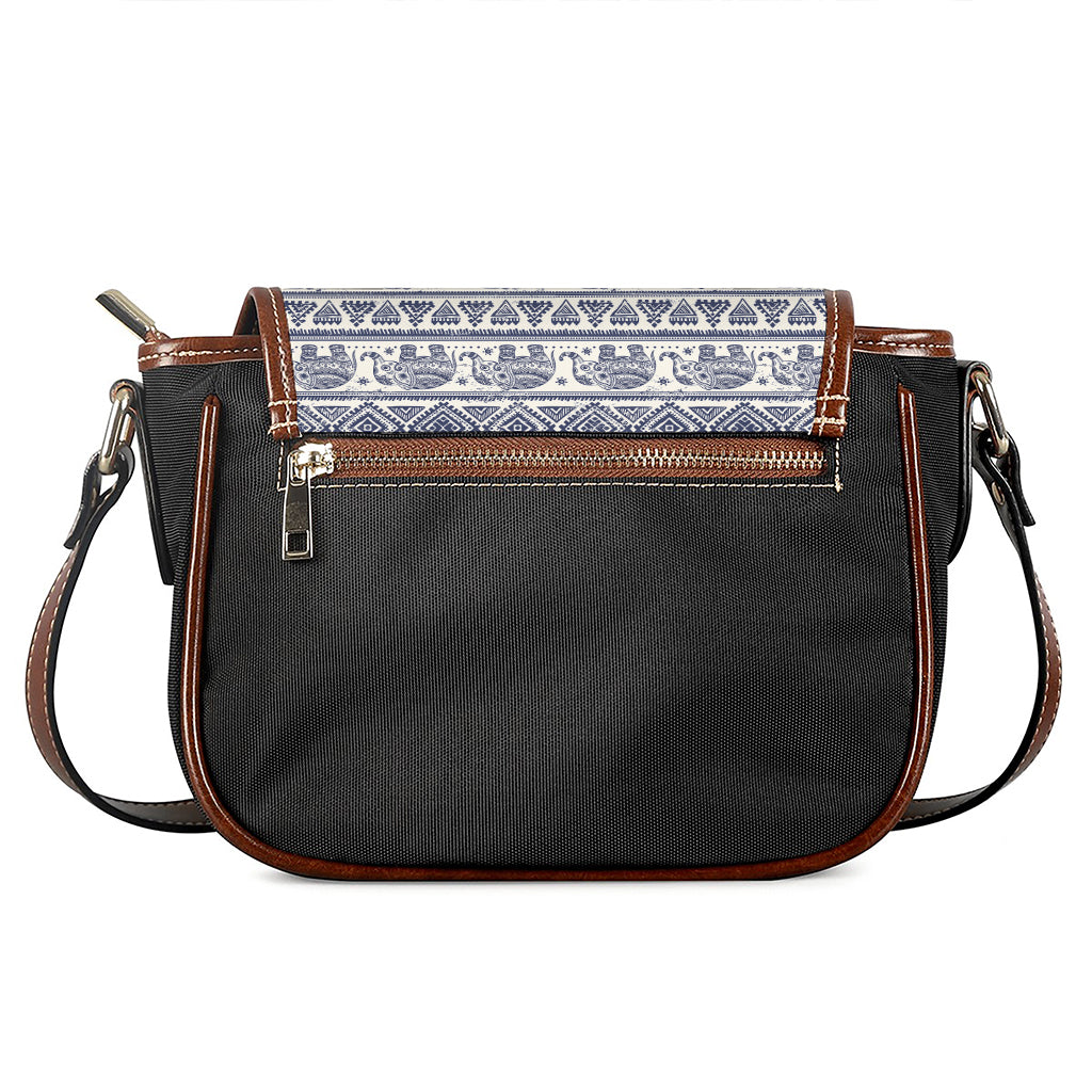 African Tribal Elephant Pattern Print Saddle Bag