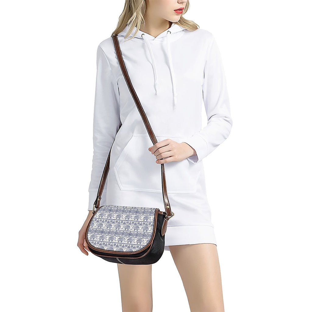 African Tribal Elephant Pattern Print Saddle Bag