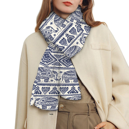 African Tribal Elephant Pattern Print Scarf