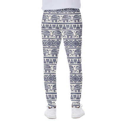 African Tribal Elephant Pattern Print Scuba Joggers