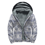 African Tribal Elephant Pattern Print Sherpa Lined Zip Up Hoodie