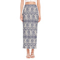African Tribal Elephant Pattern Print Side Slit Maxi Skirt