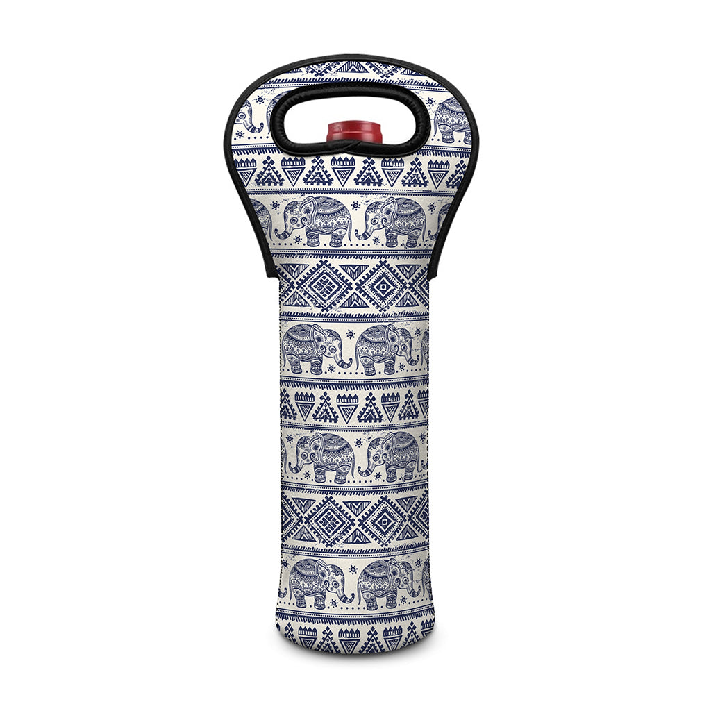 African Tribal Elephant Pattern Print Single Neoprene Wine Tote
