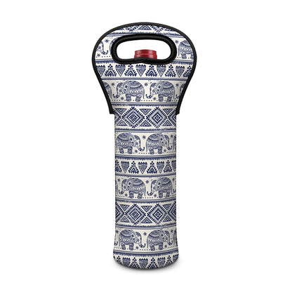 African Tribal Elephant Pattern Print Single Neoprene Wine Tote
