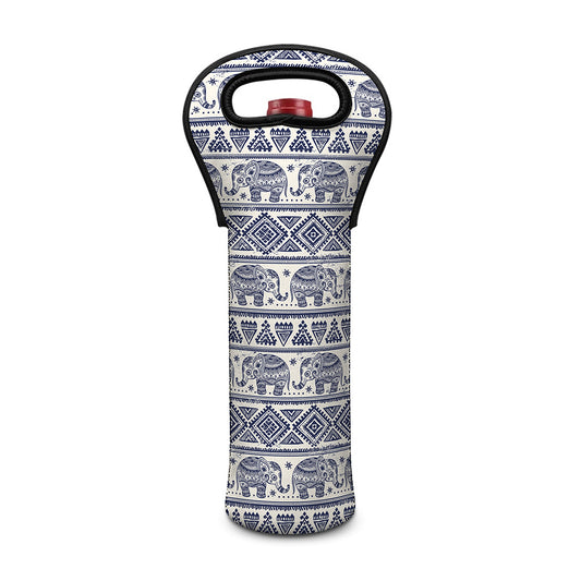 African Tribal Elephant Pattern Print Single Neoprene Wine Tote