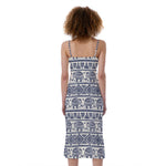 African Tribal Elephant Pattern Print Slim Fit Midi Cami Dress