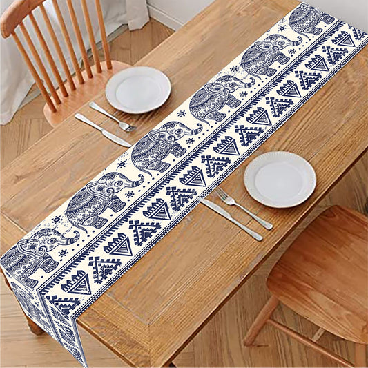African Tribal Elephant Pattern Print Table Runner
