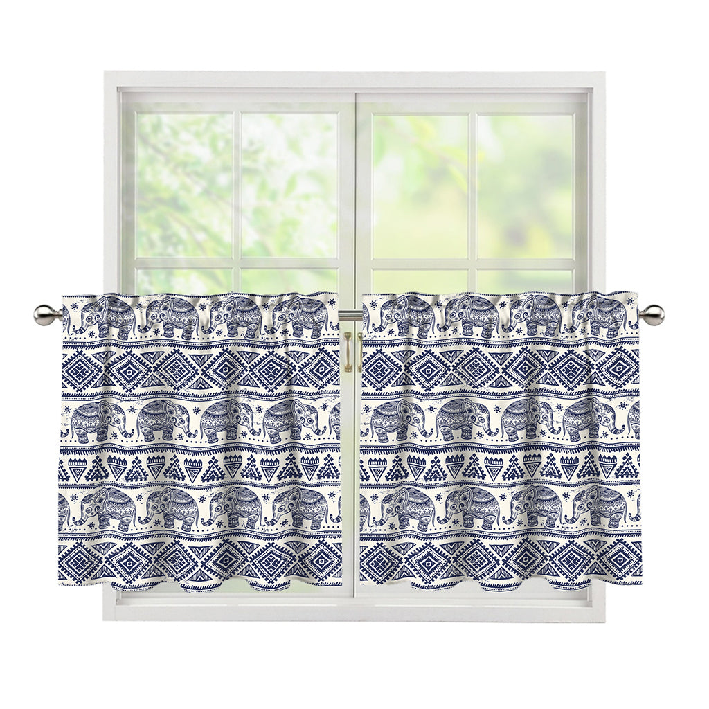 African Tribal Elephant Pattern Print Tier Curtains