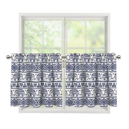 African Tribal Elephant Pattern Print Tier Curtains