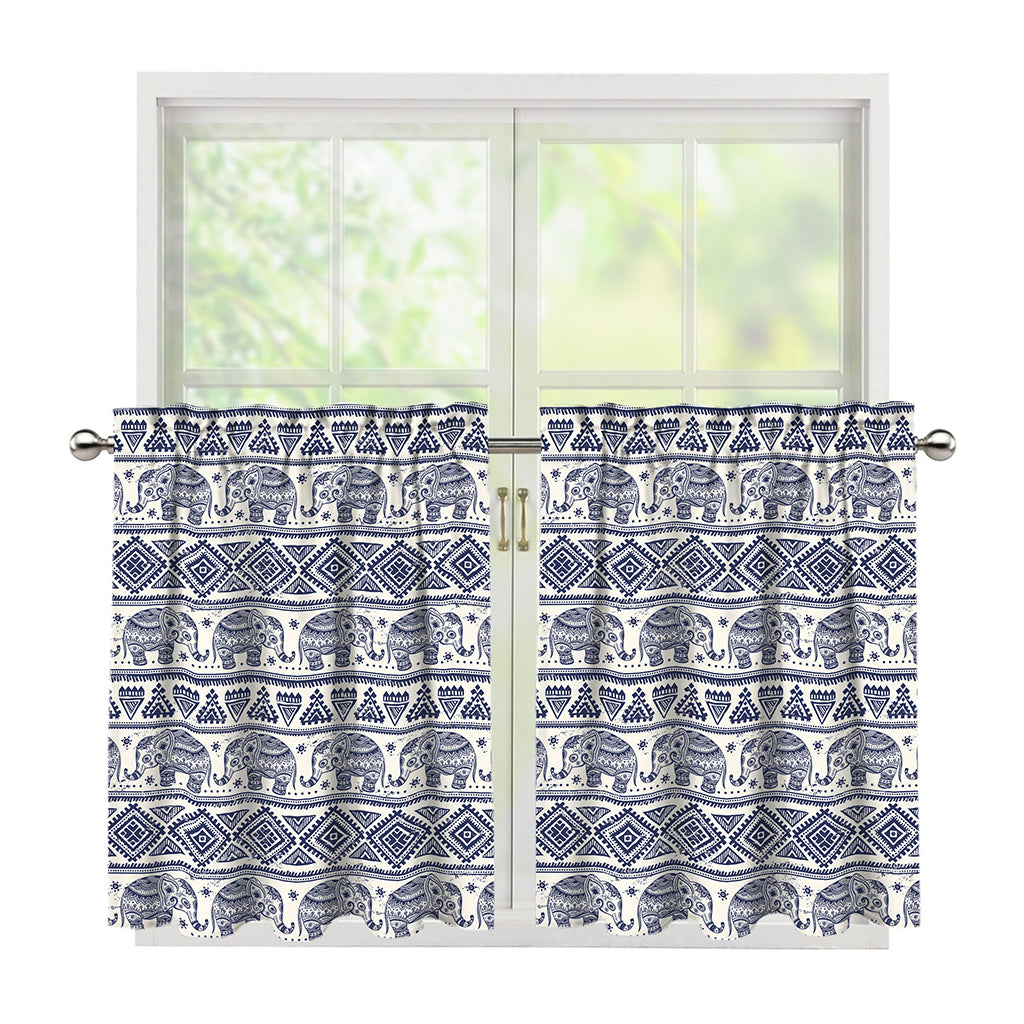 African Tribal Elephant Pattern Print Tier Curtains