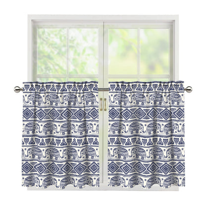 African Tribal Elephant Pattern Print Tier Curtains