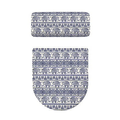 African Tribal Elephant Pattern Print Toilet Lid And Tank Cover Set