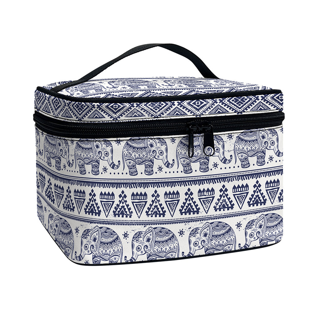 African Tribal Elephant Pattern Print Travel Makeup Bag