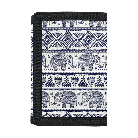 African Tribal Elephant Pattern Print Trifold Wallet