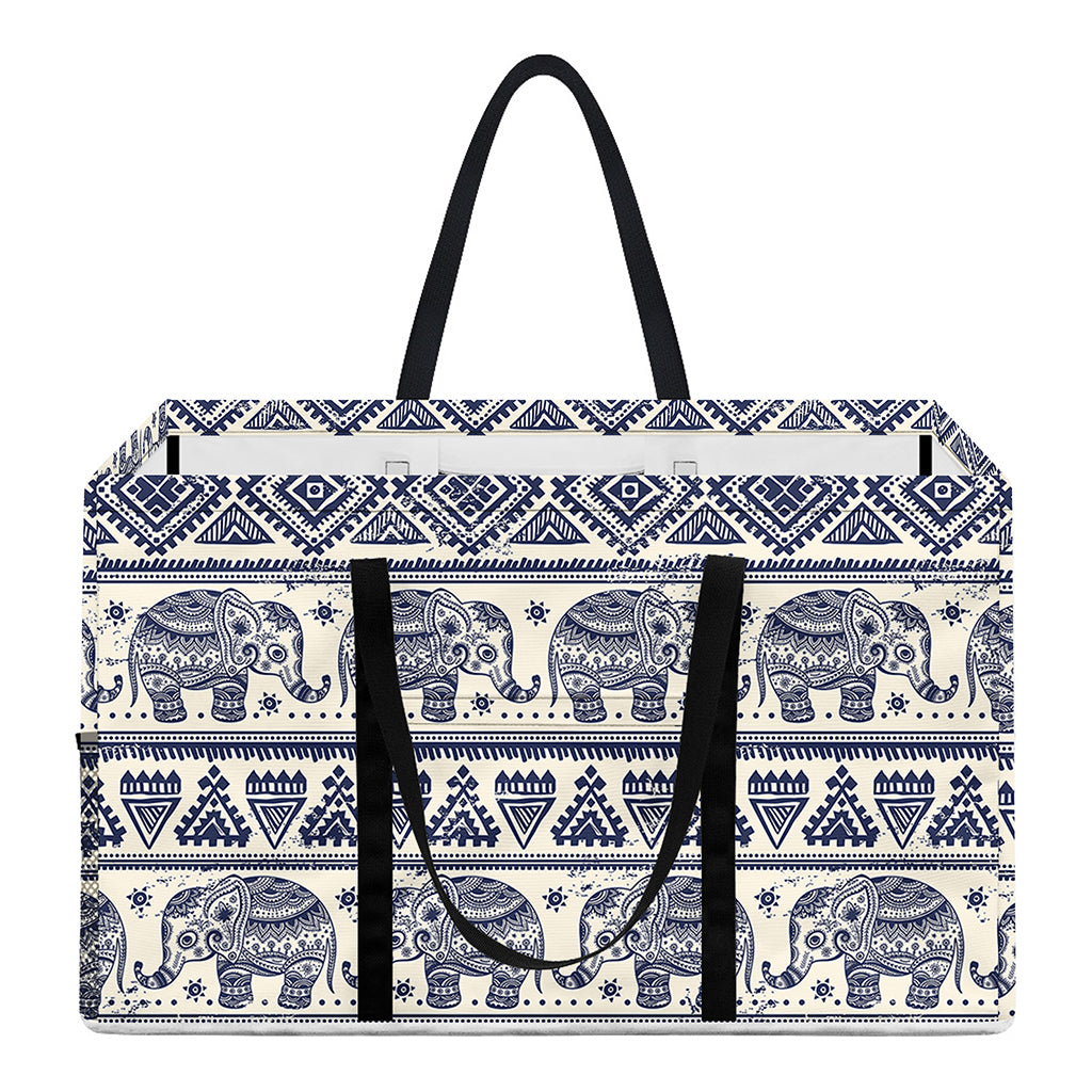 African Tribal Elephant Pattern Print Utility Tote Bag
