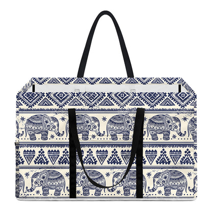 African Tribal Elephant Pattern Print Utility Tote Bag