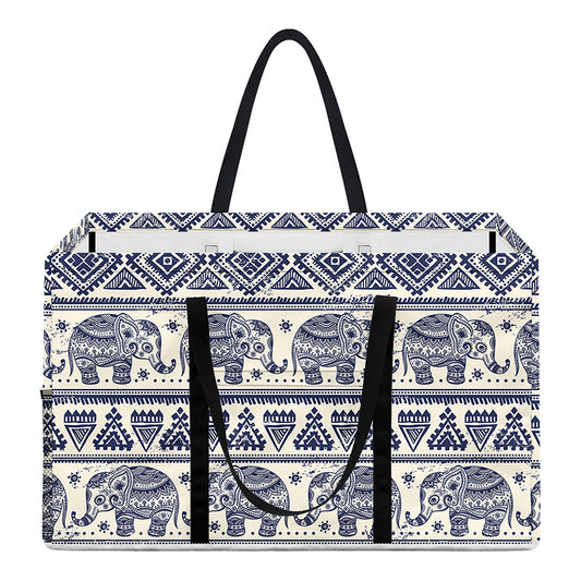 African Tribal Elephant Pattern Print Utility Tote Bag