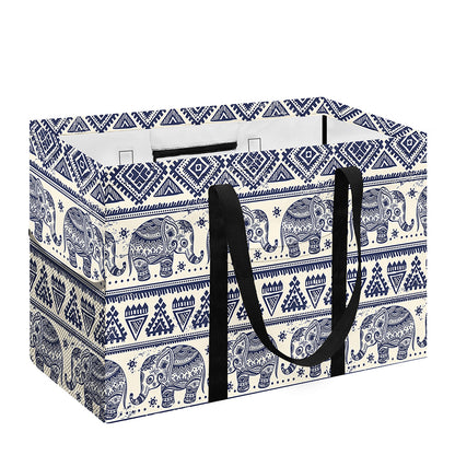 African Tribal Elephant Pattern Print Utility Tote Bag