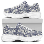 African Tribal Elephant Pattern Print White Chunky Shoes