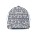 African Tribal Elephant Pattern Print White Mesh Trucker Hat