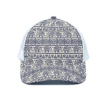 African Tribal Elephant Pattern Print White Mesh Trucker Cap