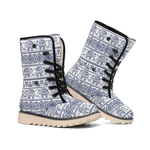 African Tribal Elephant Pattern Print Winter Boots