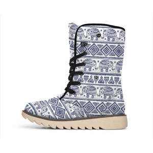 African Tribal Elephant Pattern Print Winter Boots