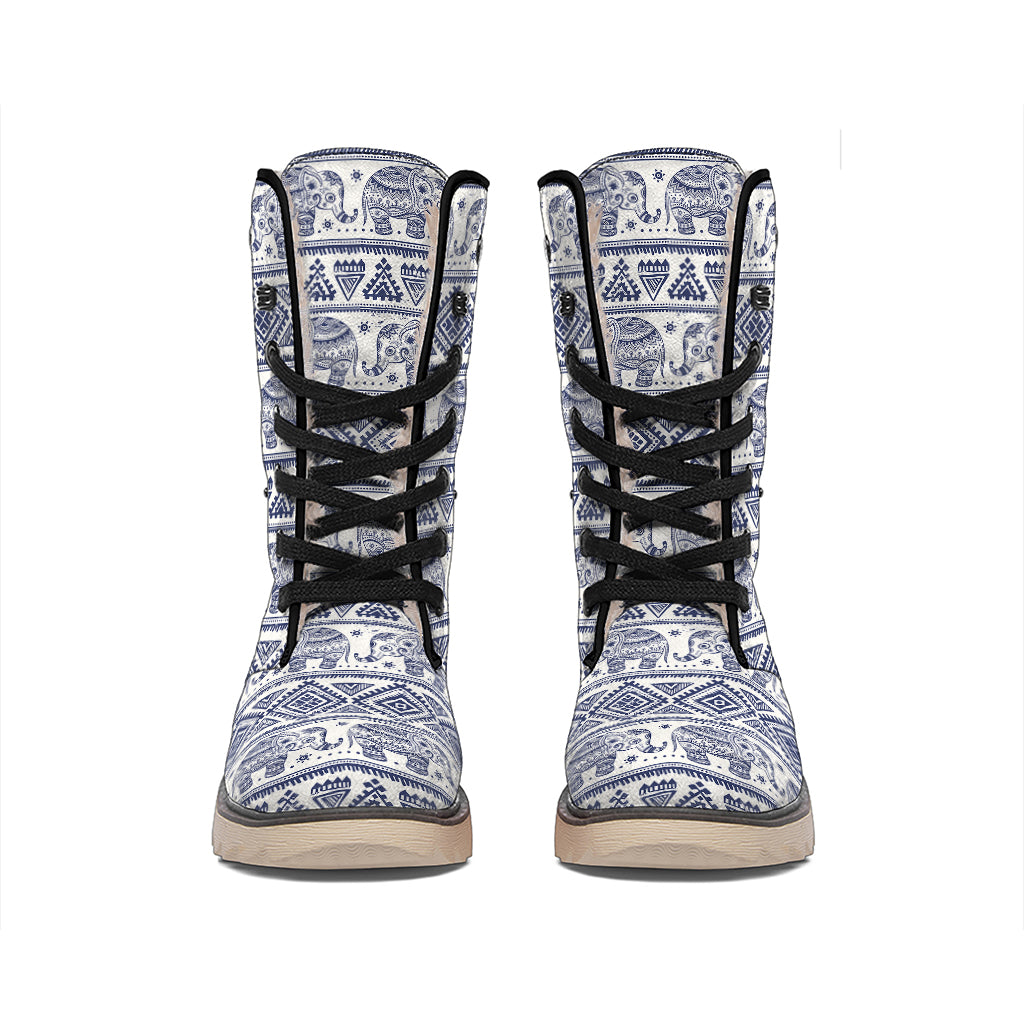 African Tribal Elephant Pattern Print Winter Boots