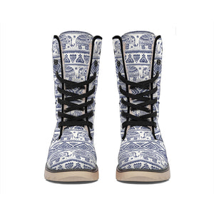 African Tribal Elephant Pattern Print Winter Boots