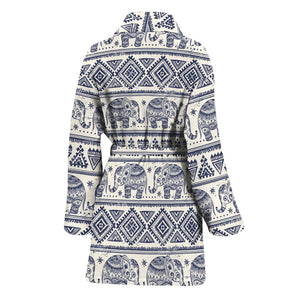 African Tribal Elephant Pattern Print Women's Bathrobe