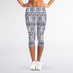 African Tribal Elephant Pattern Print Women's Capri Leggings