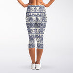 African Tribal Elephant Pattern Print Women's Capri Leggings